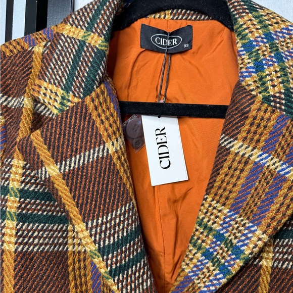 Cider NWT Plaid Brown Cropped Jacket & Skirt Set Xs Top, Size L Skirt - Picture 4 of 8